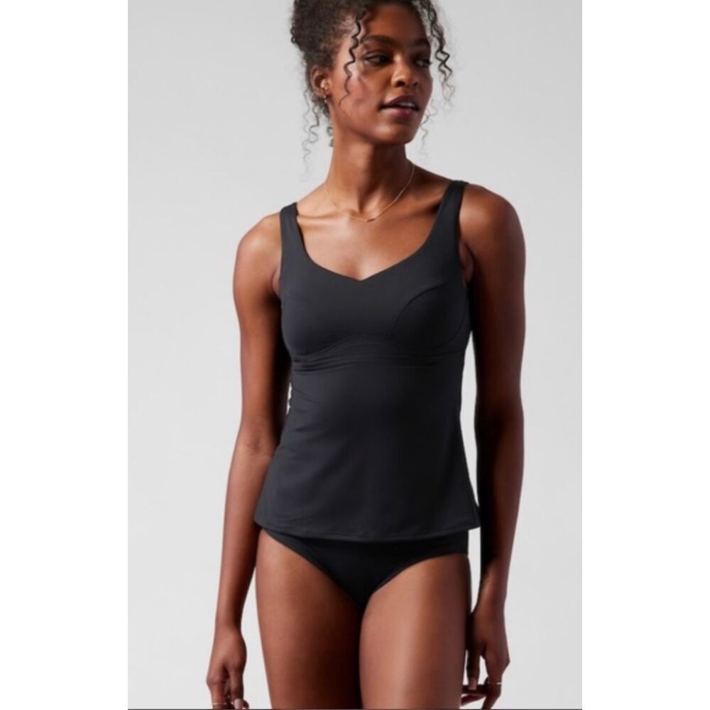 Athleta Bondi Bra Cup Tankini Top In Black Size 32B/C
